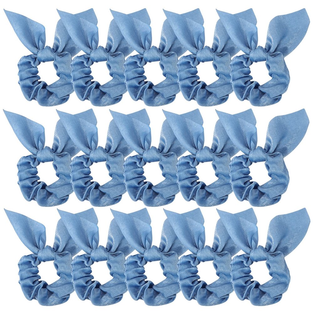 Ondder Hair Scrunchies - 15 Pcs Cute Bow Ribbon Elastic Hair Ties and Ponytail Holders in Blue for Women and Girls