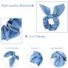 Ondder Hair Scrunchies - 15 Pcs Cute Bow Ribbon Elastic Hair Ties and Ponytail Holders in Blue for Women and Girls view 4