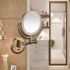 HUHJYUGE Wall Mounted Induction Makeup Mirror, Double Sided 1x/3x/5x/7x/10x Magnifying Bathroom Mirror, 360 Degree Rotation Retractable Folding Arm Shaving Mirror (Antique Copper Concealed 10X) view 2