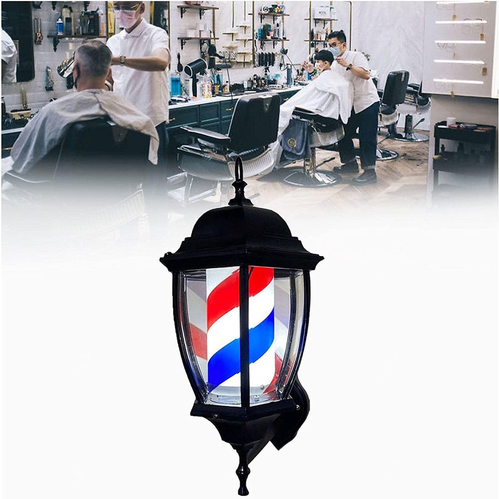 DNYSYSJ 19" Barber Pole Led Light - Retro Salon Barber Shop Sign Illuminating Rotating Strips IP44 Waterproof Wall Mount Save Energy
