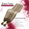 Vivien Balayage Nano Bead Hair Extensions Human Hair Ombre Brown to Ash Brown Mix Platinum Blonde Nano Human Hair Extensions 18 Inch Invisible Nano Tip Hair Extensions Real Human Hair Natural 50g/50s view 2