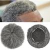 Afro Curl Toupee for Black Men Full French Lace Mens Toupee Kinky Curly Human Hair Units Bleached Knot Natural Hairline Hair Pieces for Black Men8x10150# JET BLACK+50% Gray-6mm wave view 1