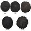 Afro Curl Toupee for Black Men Full French Lace Mens Toupee Kinky Curly Human Hair Units Bleached Knot Natural Hairline Hair Pieces for Black Men8x101B40# OFF BLACK+40% Gray-6mm wave view 2