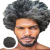 Afro Curl Toupee for Black Men Full French Lace Mens Toupee Kinky Curly Human Hair Units Bleached Knot Natural Hairline Hair Pieces for Black Men8x101B10# OFF BLACK+10% Gray-6mm wave view 1