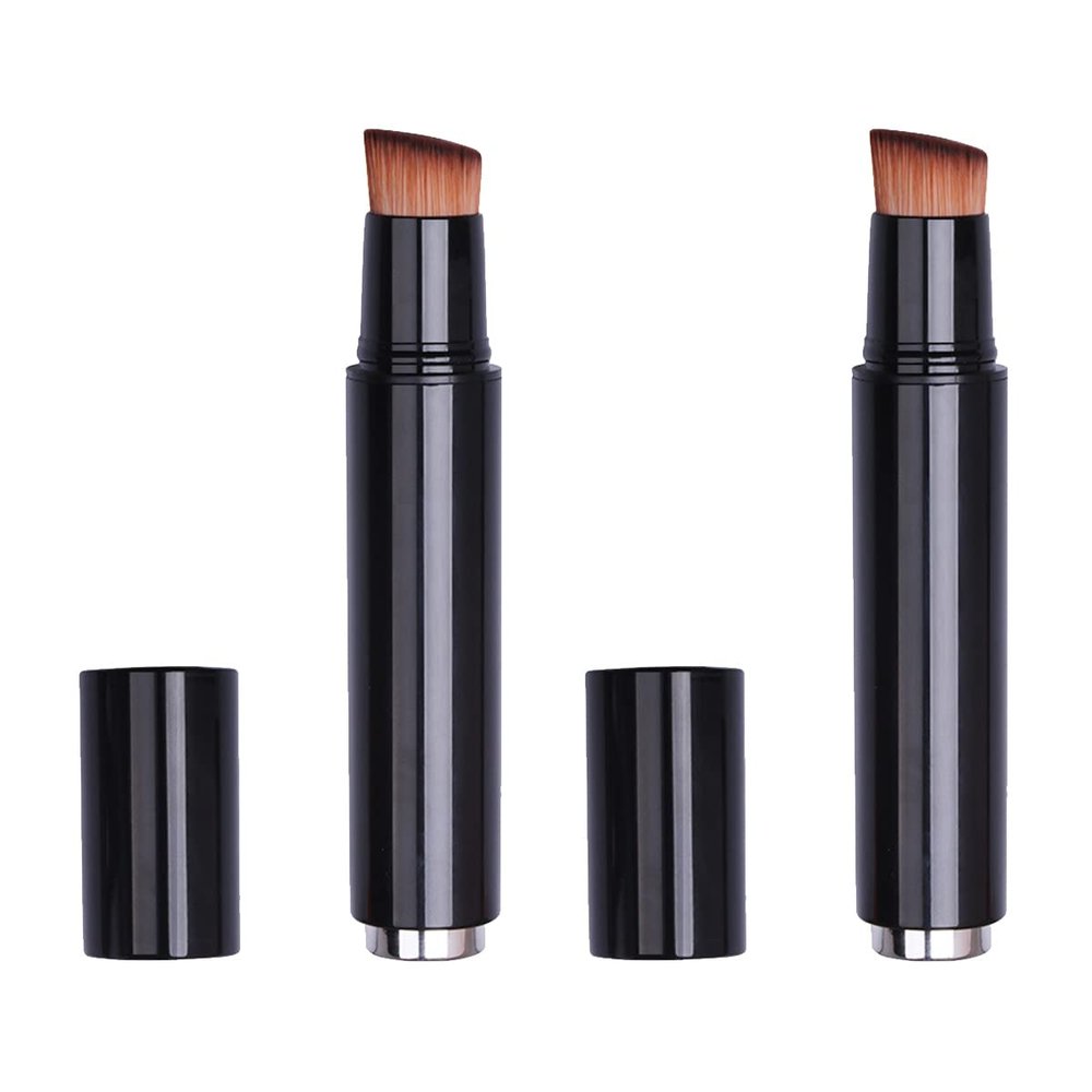 FOMIYES 2pcs Black Portable Foundation Brush Multi-functional Liquid Cosmetic Tool Plastic Handle for Smooth Application and Blending for Makeup Enthusiasts