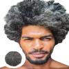 Afro Curl Toupee for Black Men Full French Lace Mens Toupee Kinky Curly Human Hair Units Bleached Knot Natural Hairline Hair Pieces for Black Men8x101B30# OFF BLACK+30% Gray-6mm wave view 1