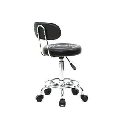 Round Salon Swivel Stool, Heafront Height Adjustable Swivel Bar Stool with Comfort Back & 5 Heavy Duty Casters for Modern Bar, Salon, Home & Office?Black?