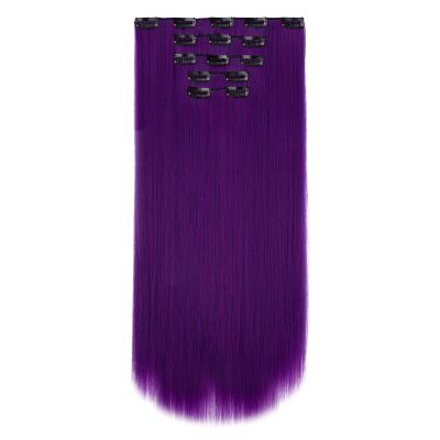 HSPJHTM Purple Hair Extensions Straight Clip in Hair Extension for Women Halloween hair extention 22" Synthetic 5PCS Natural Thick Hair Pieces Full Head