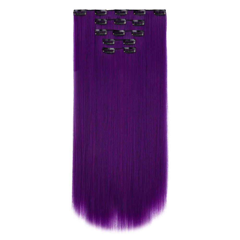 HSPJHTM Purple Hair Extensions Straight Clip in Hair Extension for Women Halloween hair extention 22" Synthetic 5PCS Natural Thick Hair Pieces Full Head