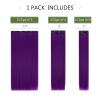 HSPJHTM Purple Hair Extensions Straight Clip in Hair Extension for Women Halloween hair extention 22" Synthetic 5PCS Natural Thick Hair Pieces Full Head view 3