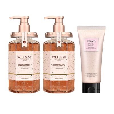 Weilaiya Combo Set of 3pcs for Hair & Body (2xShower Gel+Body Scrub)