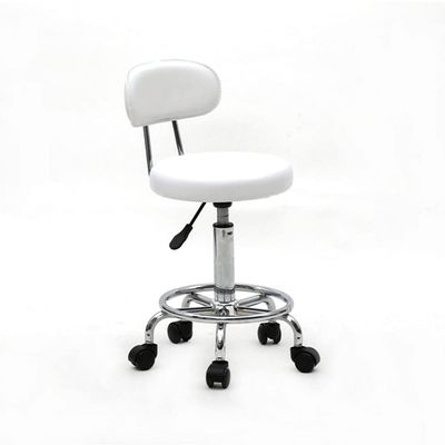 Heafront Round Salon Swivel Stool, Height Adjustable Swivel Bar Stool with Comfort Back & 5 Heavy Duty Casters for Modern Bar, Salon, Home & Office(White)