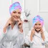 Basumee Microfiber Hair Towel Wrap for Kids 2 Pack Rapid Drying Hair Towel with Button Hair Turbans for Wet Hair Wraps Head Towel Wrap for Women and Girls, Rainbow Unicorn view 2