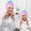Basumee Microfiber Hair Towel Wrap for Kids 2 Pack Rapid Drying Hair Towel with Button Hair Turbans for Wet Hair Wraps Head Towel Wrap for Women and Girls, Light Mermaid view 2