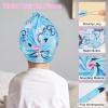 Basumee Microfiber Hair Towel Wrap for Kids 2 Pack Rapid Drying Hair Towel with Button Hair Turbans for Wet Hair Wraps Head Towel Wrap for Women and Girls, Blue and Purple Love view 4