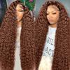 250% Density Mongolian Curly Lace Front Wigs Human Hair 13x6 Auburn Brown HD Transparent Lace Front Wigs Human Hair for Women With Baby Hair Chocolate Deep Curly Lace Frontal Wig view 1