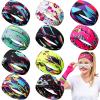 10 Pcs 80s 90s Headbands Accessories for Women Men Neon Retro Workout Headbands Sweatbands Bulk Sport Costumes for Glow Party Cycling Yoga Sports view 1