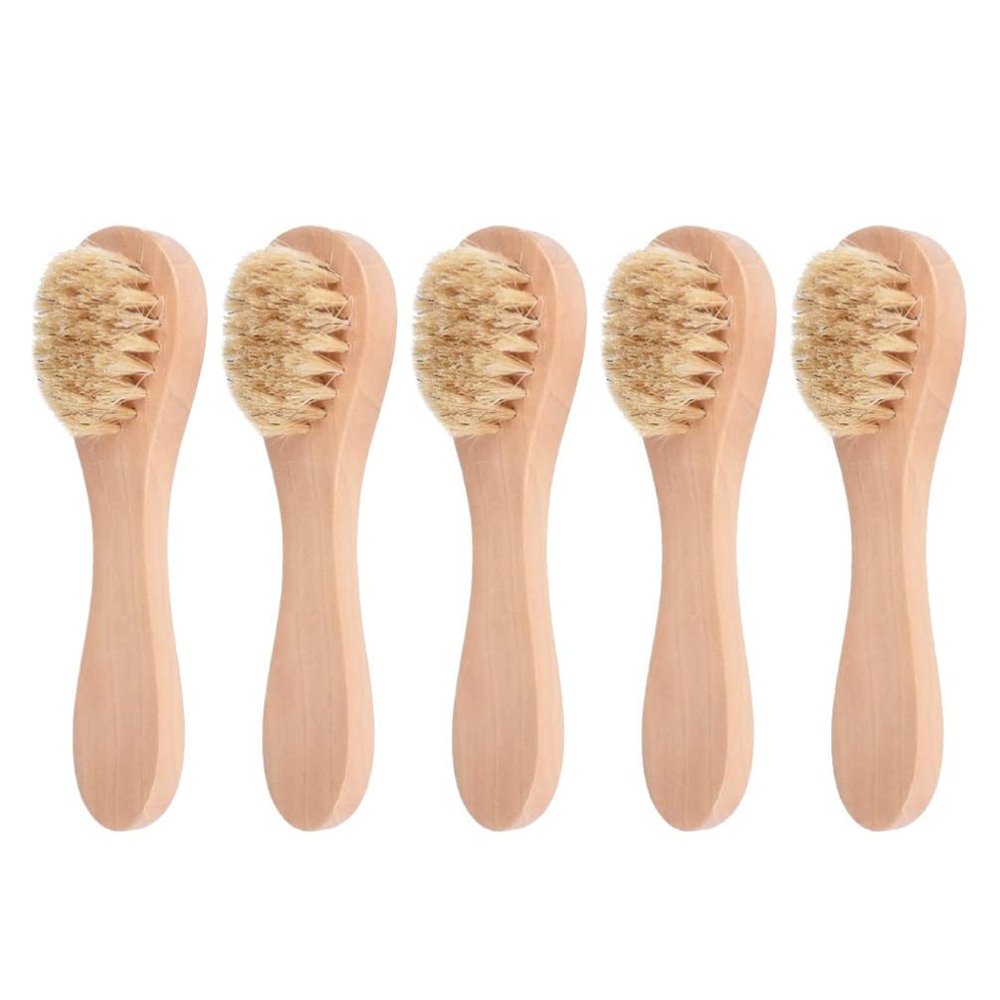 Exfoliating Brush 5pcs Manual Facial Cleansing Brush Skin Care Face Exfoliating Brush Wooden Face Scrubber Tool for Deep Cleaning Gentle Exfoliating Face Brush