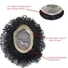 Afro kinky Curly Toupee for Black Men Hair Units Durable Fino Mono African American Afro Toupee Brazilian Human Hair Pieces Man Weave Hair Unit for Black Men 7x10-8mm 1# JET BLACK-100% Density view 3