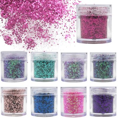Lifextol 9 Color Holographic Chunky Glitter Sequins Resin Crafts Colorful Nail Sequins for Face body and Women DIY Decoration (Mixed Color-A)