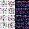 HTLNUZD Halloween 8 Sheets Luminous Temporary Tattoos Face Stickers, Make up Glow in Dark Sugar Skull, Floral Black Skeleton Red Roses Face Stickers Adults Kids Party Ball Makeup Sticker Flash Tattoo view 2