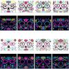 HTLNUZD Halloween 8 Sheets Luminous Temporary Tattoos Face Stickers, Make up Glow in Dark Sugar Skull, Floral Black Skeleton Red Roses Face Stickers Adults Kids Party Ball Makeup Sticker Flash Tattoo view 3