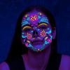 HTLNUZD Halloween 8 Sheets Luminous Temporary Tattoos Face Stickers, Make up Glow in Dark Sugar Skull, Floral Black Skeleton Red Roses Face Stickers Adults Kids Party Ball Makeup Sticker Flash Tattoo view 4
