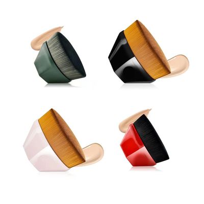 4PCS Foundation Makeup Brush,Flat Top Kabuki Hexagon Face Blush Liquid Powder Foundation Brush for Blending Liquid,Cream or Flawless Powder Cosmetics (B)