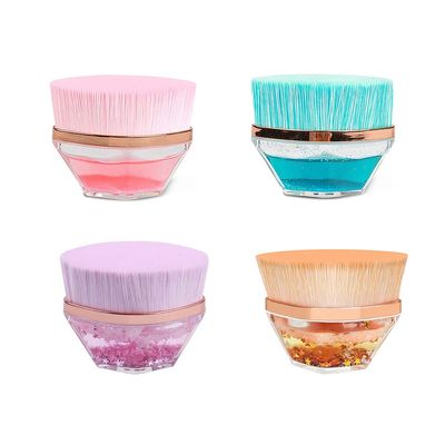 4PCS Foundation Makeup Brush,Flat Top Kabuki Hexagon Face Blush Liquid Powder Foundation Brush for Blending Liquid,Cream or Flawless Powder Cosmetics (A)