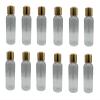 Natural Farms 4 oz Clear Cosmo Plastic Bottles -12 Pack Empty Bottle Refillable - BPA Free - Essential Oils - Aromatherapy | Gold Disc Caps - Made in the USA view 1