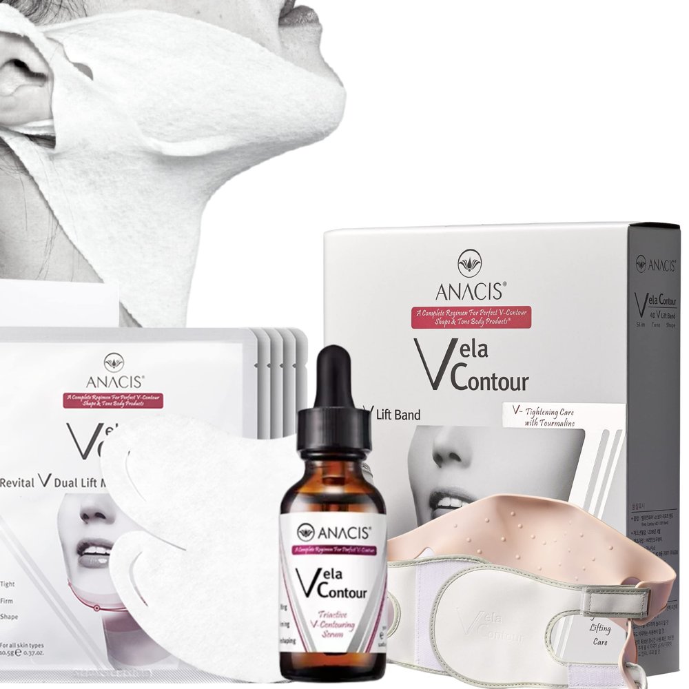 Anacis Face Firming Slimming Double Chin Sagging V Line Contour Lift Neck Tightening Mask (Serum Masks Belt)