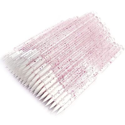 AKOAK 50 Pieces Disposable Crystal Rod Eyeliner Makeup Brush, Makeup Daub Eyeliner Stick (Pink)