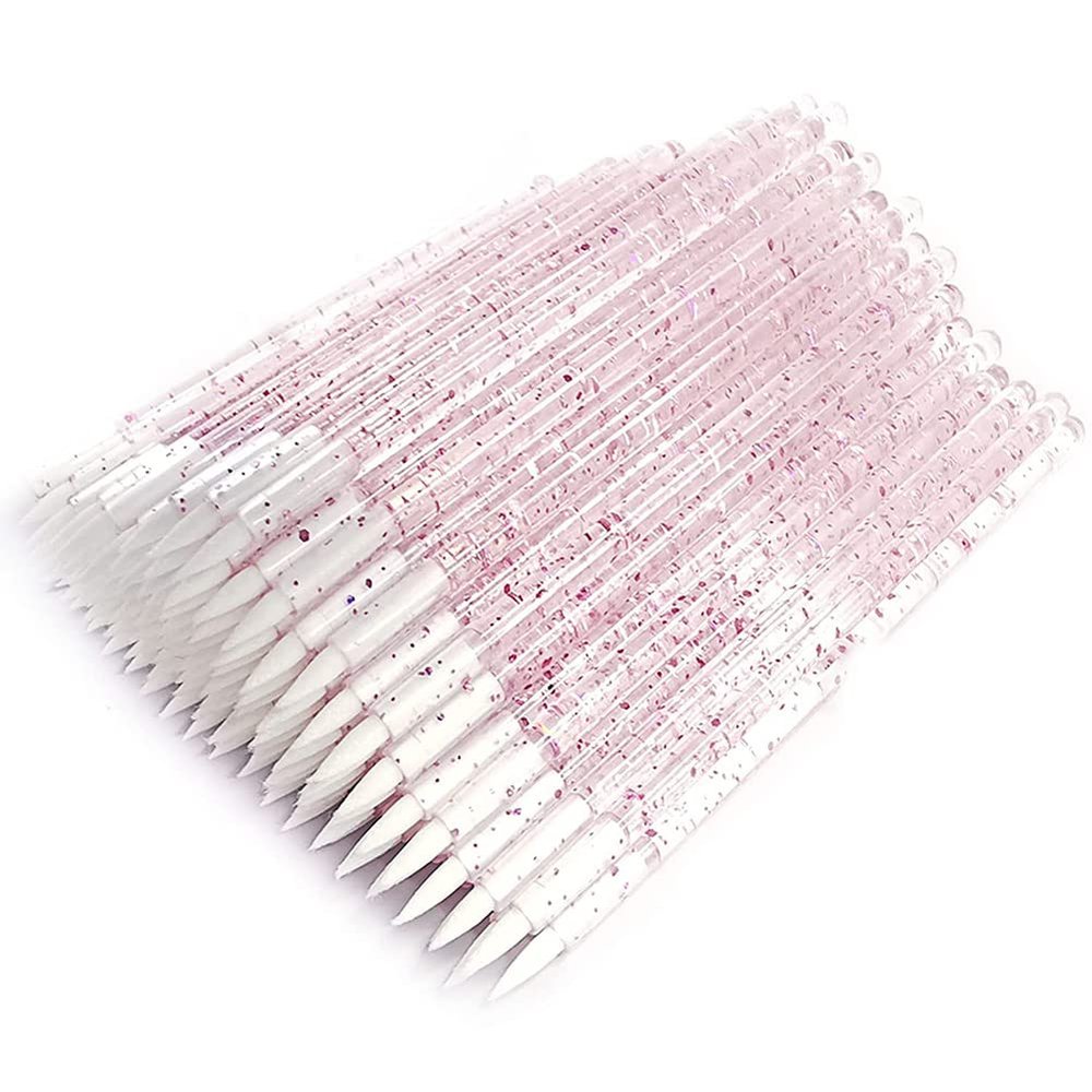 AKOAK 50 Pieces Disposable Crystal Rod Eyeliner Makeup Brush, Makeup Daub Eyeliner Stick (Pink)