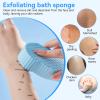 2PCS Exfoliating Bath Sponge, Fish Scale Pattern Shower Sponge 3D Super Soft Comfortable Body Exfoliator Sponge with Lanyard for Adults Kids view 3