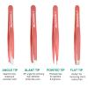 iBuneerly Eyebrows Tweezers Set, 4Pcs Stainless Steel Tweezers for Women with Travel Case, Great Precision for Ingrown Hair, Facial Hair and Splinter Removal view 3