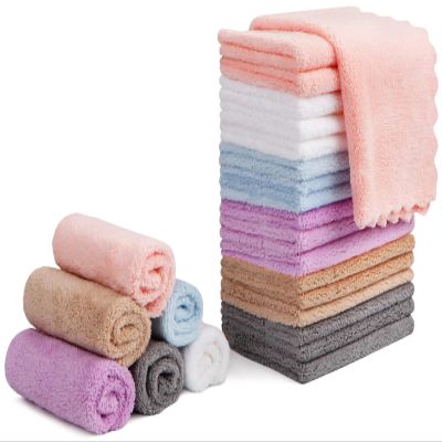 Orighty Makeup Remover Cloths, Cleansing, Reusable, Soft & Washable Coral Fleece Microfiber Washcloths/Towel for Face, Eye, Lips, Pack of 24, 7 x 7 inch