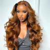 Anlimer Body Wave Highlight 13x4 Lace Front Wigs Human Hair,10A Brazilian Remy Hair Ombre Brown to Blonde Frontal Wig Pre Plucked with Baby Hair for Women 4x4 Pu Silk Base Lace Wig (12, 13x6 Lace Frontal Wig 200 Density) view 4