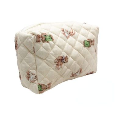 Alafime Kawaii Makeup Bag Bear Bunny Patterns Cosmetic Storage Bag Cottagecore Purse Furry Japanese Aesthetic Zipper Toiletry Bag with Portable Handle (Medium)