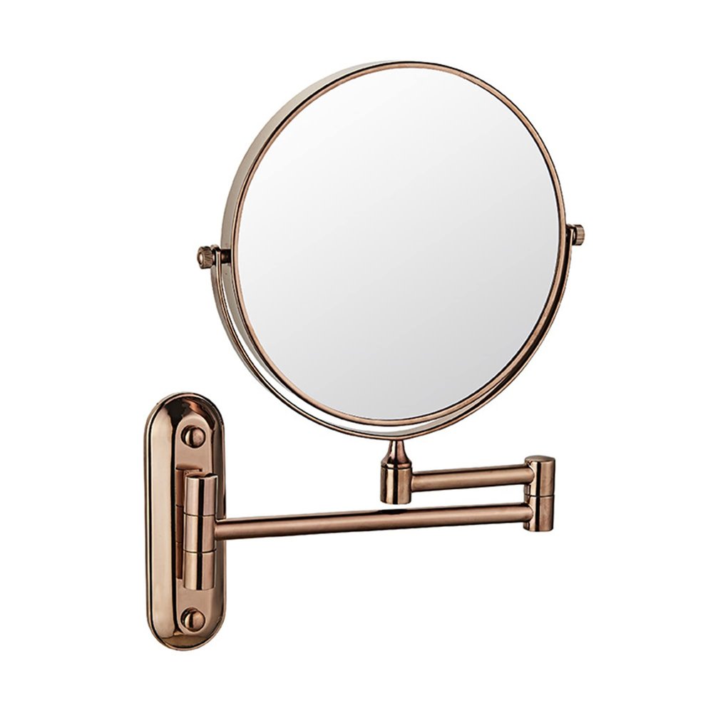 Beauty Mirror,10X Hotel Bathroom Wall Mounted Makeup Mirror, 8 Inch Extendable Mirror Foldable Telescopic Magnifying Double-Sided Shaving Mirror for Bathroom Vanity Rose Gold 8 inches 7X