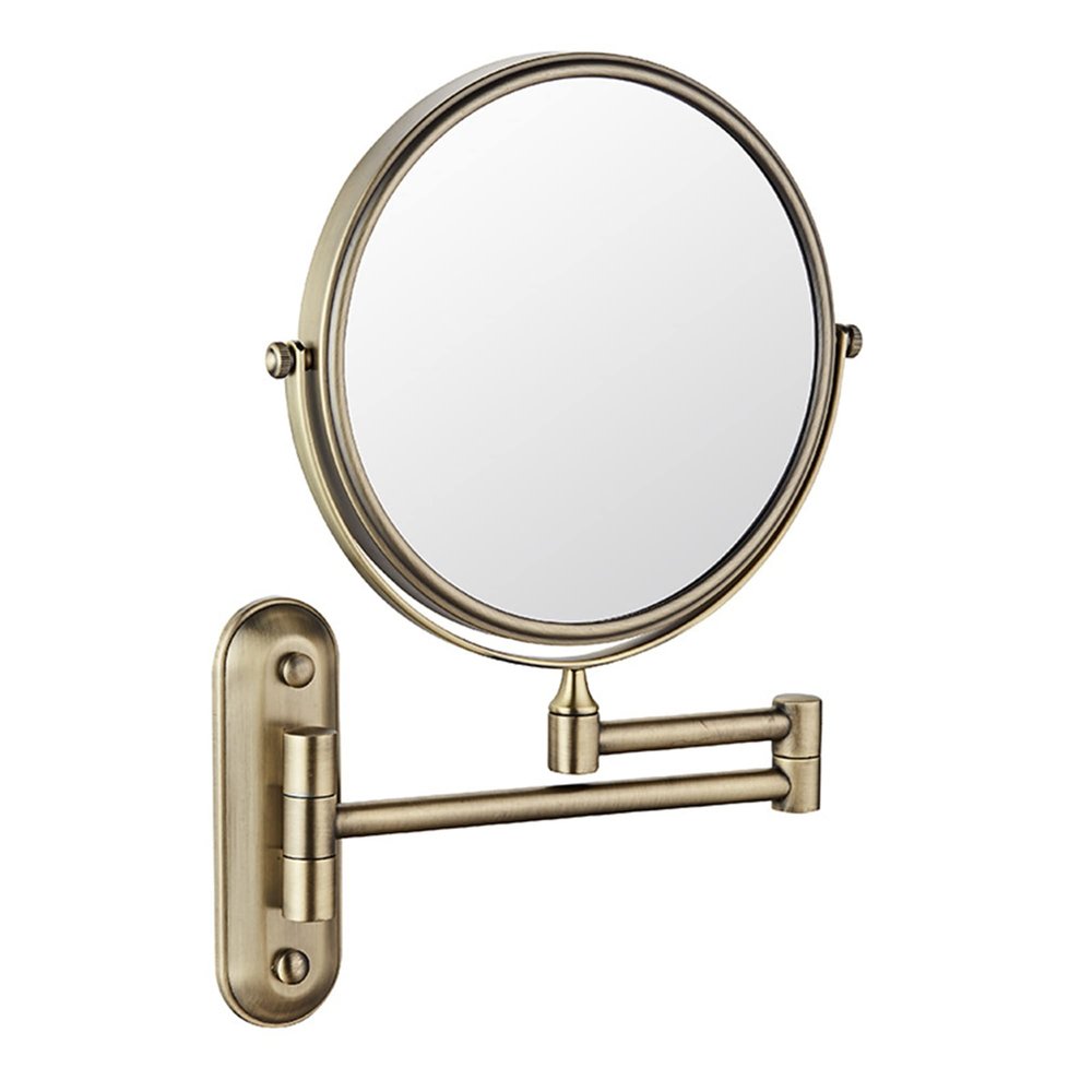 Beauty Mirror,10X Hotel Bathroom Wall Mounted Makeup Mirror, 8 Inch Extendable Mirror Foldable Telescopic Magnifying Double-Sided Shaving Mirror for Bathroom Vanity Bronze 6 inches 3X
