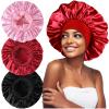 3PCS Extra Large Satin Bonnets for Sleeping, Hair Bonnets for Black Women Braids Curly Hair, A view 1