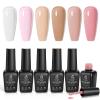 beetles Gel Polish Set- 6 Colors Transparent Jelly Milky White Sheer Pink Nude,and Medium Square False Nails Tips 500Pcs view 2