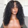 200 Density Curly Wig with Bangs Human Hair Full Machine Made Scalp Top Wig Glueless Virgin Brazilian Long Curly Wig No Lace for Black Women Natural Color 22 inch view 3