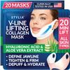 STYLIA V Line Lifting Collagen Face Mask - Lift, Firm & Contour Jawline - Double Chin Strap with Hyaluronic Acid & Aloe Vera - Hydrating Neck & Face Tightening Mask - Chin Strap for Sleeping - 20PC view 1