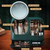 DKULMN Makeup Organizer with LED Light and Mirror, Cosmetic Display Cases with Brush and Lipstick Organizer for Bathroom Countertop, Desk, Dresser,Green view 2