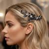 Casdre Black Wedding Hair Comb Silver Rhinestone Bridal Hair Piece Crystal Evening Party Hair Accessories for Women and Girls view 1