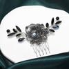 Casdre Black Wedding Hair Comb Silver Rhinestone Bridal Hair Piece Crystal Evening Party Hair Accessories for Women and Girls view 2