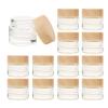 20 Pack 10g Transparent Glass Cosmetic Cream Jar Bottle with Wood Grain Lid and Inner Liners Empty Sample Jars For Travel DIY Lip Scrub Balm Lotions Sample view 1