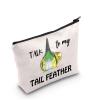 G2TUP Budgie Gift Talk To My Tail Feather Makeup Bag Budgie Lover Cosmetic Bag Budgie Mom Gift Parakeet Lover Gift Bird Watcher Zipper Travel Bag (Talk To My Tail Feather White Bag) view 1