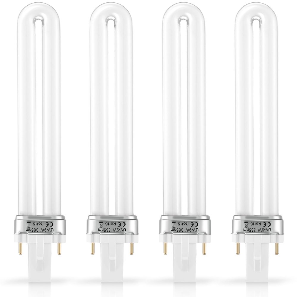 SEWACC 4pcs U- Shaped Lamp Bulb Tube 9W UV 365nm Lamp Tube for Nail Art Dryer UV Light Replacement